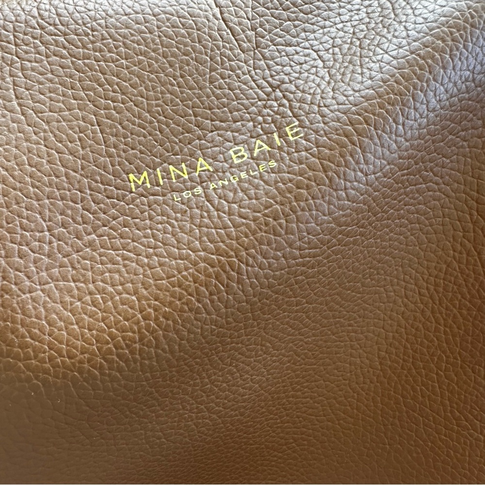Mina Baie Stevie Terra Tan Vegan Leather Backpack Shoulder Diaper Bag + Add-Ons - Picture 9 of 14